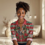 James Baldwin Christmas Women Casual Shirt African American Author Ugly Christmas Pattern Retro