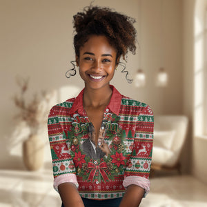 James Baldwin Christmas Women Casual Shirt African American Author Ugly Christmas Pattern Retro