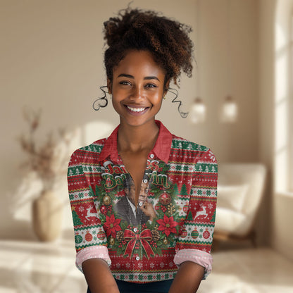 James Baldwin Christmas Women Casual Shirt African American Author Ugly Christmas Pattern Retro