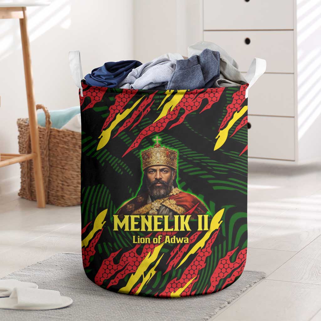 Menelik II Laundry Basket with Lion of Adwa Title, Battle of Adwa 1896 Graphic and Bold Pan-African - African Pride