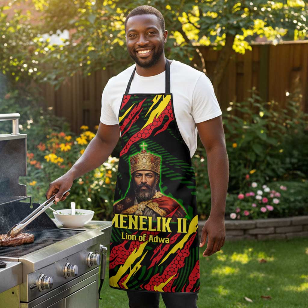 Menelik II Apron with Lion of Adwa Title, Battle of Adwa 1896 Graphic and Bold Pan-African - African Pride