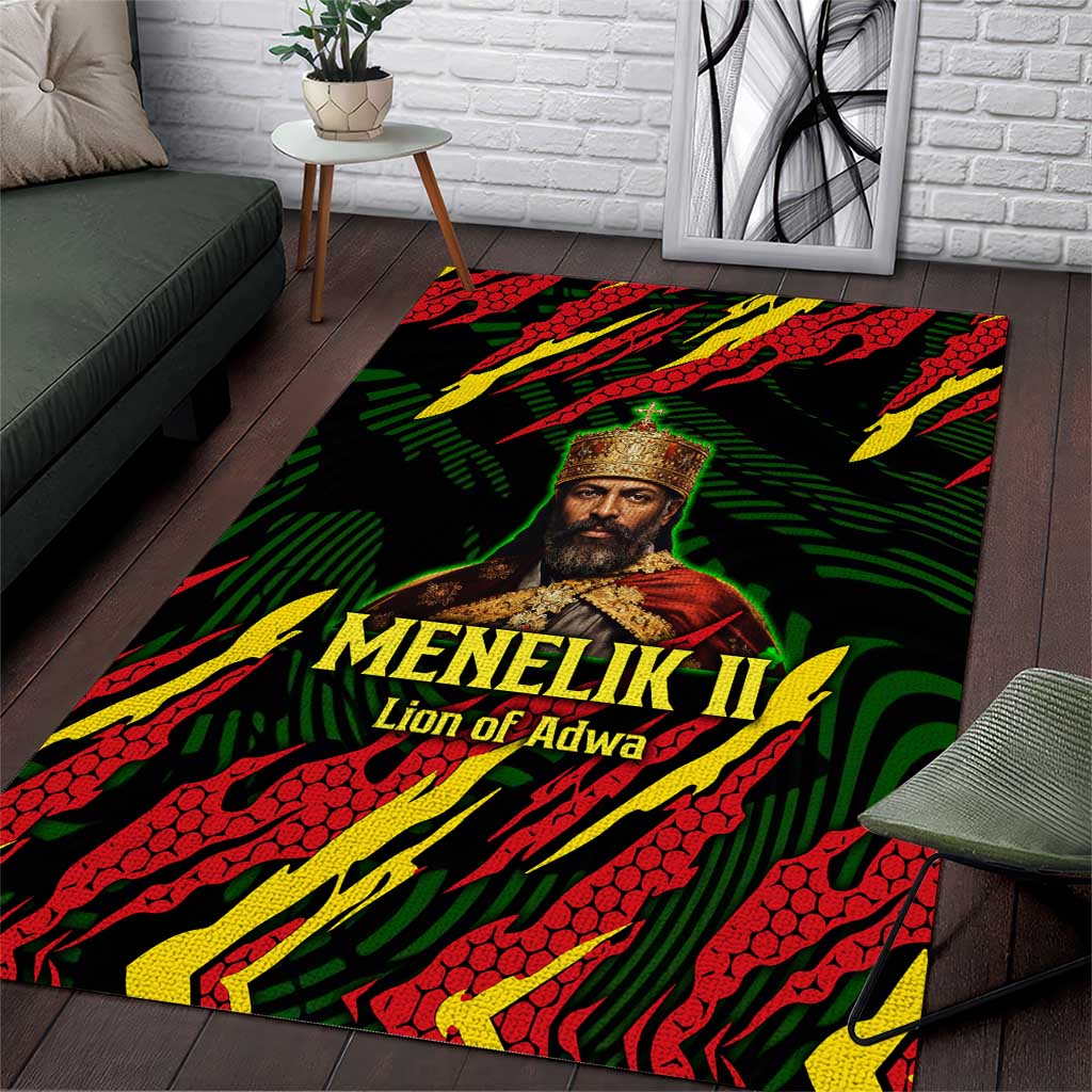 Menelik II Area Rug with Lion of Adwa Title, Battle of Adwa 1896 Graphic and Bold Pan-African - African Pride