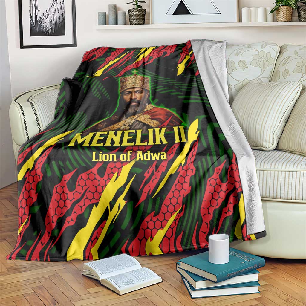 Menelik II Blanket with Lion of Adwa Title, Battle of Adwa 1896 Graphic and Bold Pan-African - African Pride