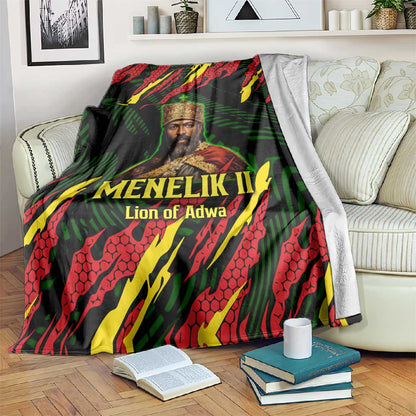 Menelik II Blanket with Lion of Adwa Title, Battle of Adwa 1896 Graphic and Bold Pan-African - African Pride