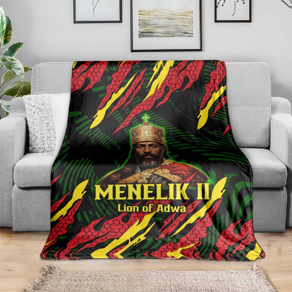 Menelik II Blanket with Lion of Adwa Title, Battle of Adwa 1896 Graphic and Bold Pan-African - African Pride