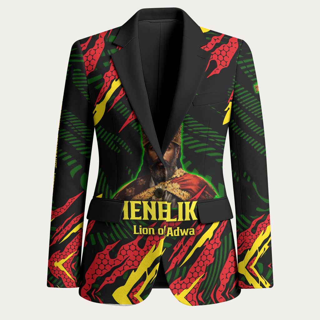 Menelik II Blazer with Lion of Adwa Title, Battle of Adwa 1896 Graphic and Bold Pan-African - African Pride