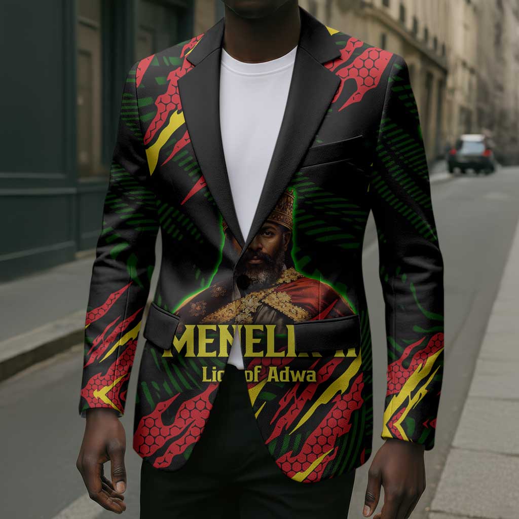 Menelik II Blazer with Lion of Adwa Title, Battle of Adwa 1896 Graphic and Bold Pan-African - African Pride