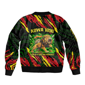 Menelik II Bomber Jacket with Lion of Adwa Title, Battle of Adwa 1896 Graphic and Bold Pan-African - African Pride