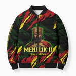 Menelik II Bomber Puffer Jacket with Lion of Adwa Title, Battle of Adwa 1896 Graphic and Bold Pan-African - African Pride