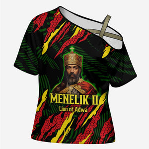 Menelik II Cross Shoulder Shirt with Lion of Adwa Title, Battle of Adwa 1896 Graphic and Bold Pan-African - African Pride