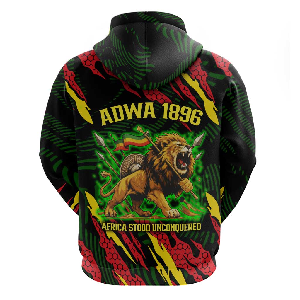 Menelik II Hoodie with Lion of Adwa Title, Battle of Adwa 1896 Graphic and Bold Pan-African - African Pride