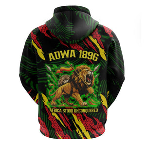 Menelik II Hoodie with Lion of Adwa Title, Battle of Adwa 1896 Graphic and Bold Pan-African - African Pride