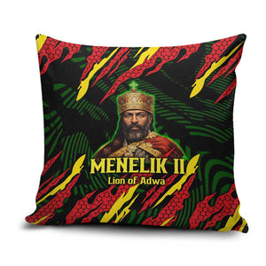 Menelik II Pillow Cover with Lion of Adwa Title, Battle of Adwa 1896 Graphic and Bold Pan-African - African Pride