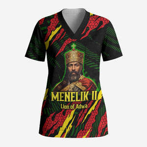 Menelik II Scrub Top with Lion of Adwa Title, Battle of Adwa 1896 Graphic and Bold Pan-African - African Pride