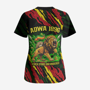 Menelik II Scrub Top with Lion of Adwa Title, Battle of Adwa 1896 Graphic and Bold Pan-African - African Pride