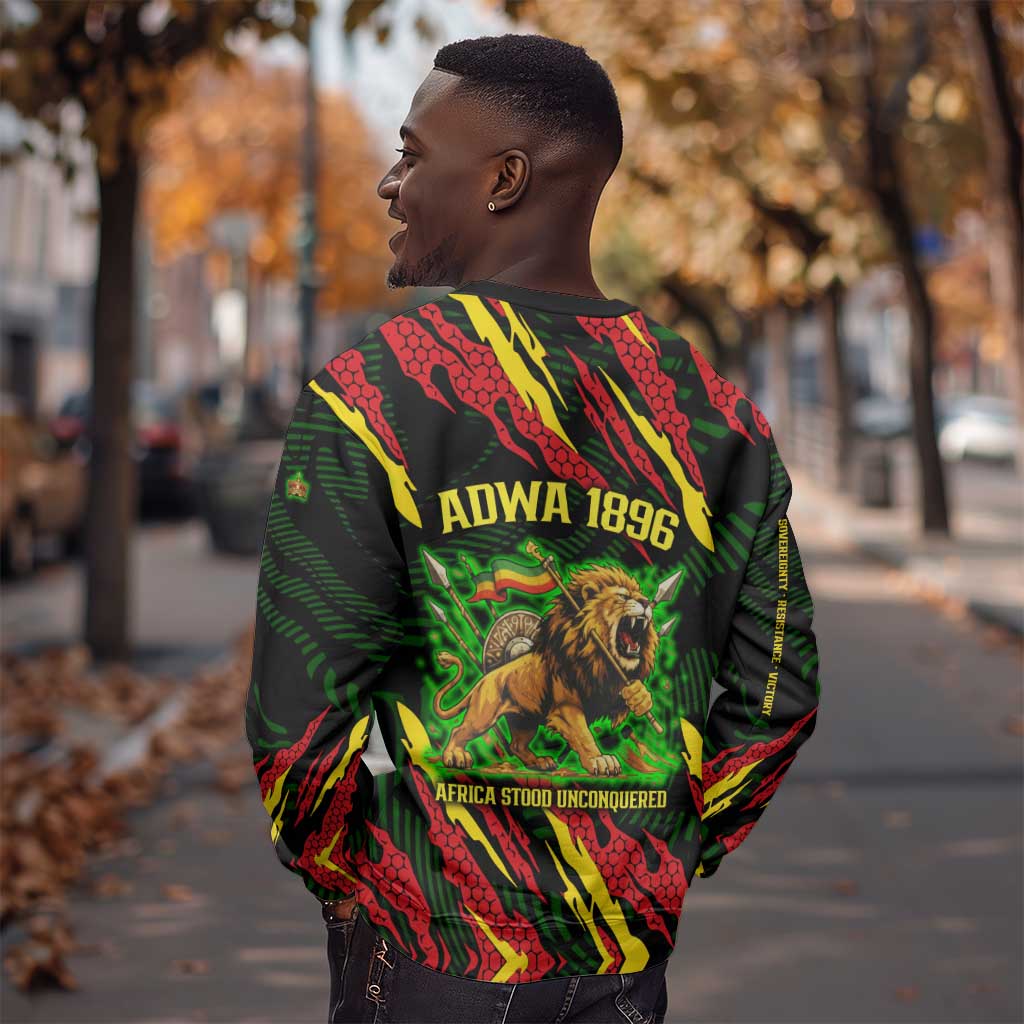 Menelik II Sweatshirt with Lion of Adwa Title, Battle of Adwa 1896 Graphic and Bold Pan-African - African Pride