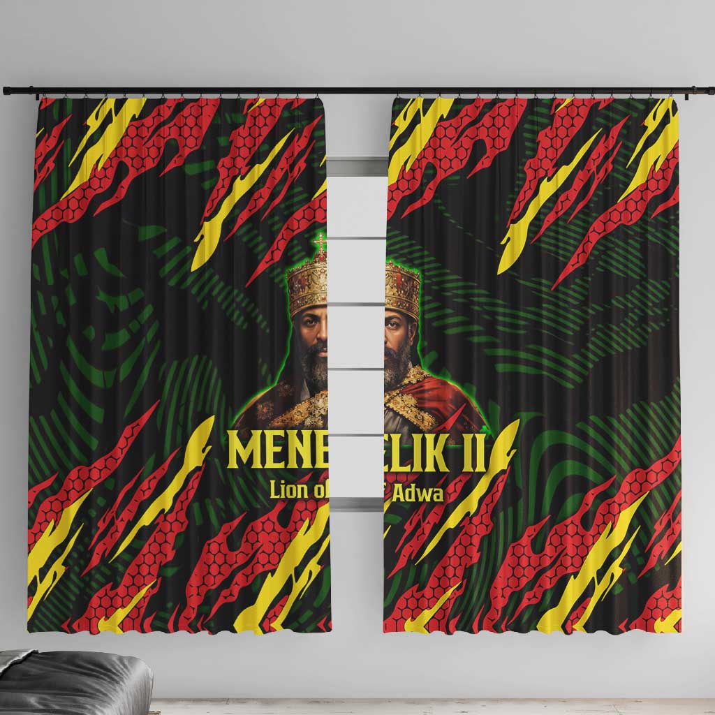Menelik II Window Curtain with Lion of Adwa Title, Battle of Adwa 1896 Graphic and Bold Pan-African - African Pride