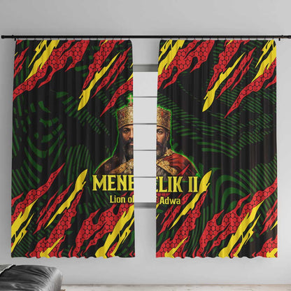 Menelik II Window Curtain with Lion of Adwa Title, Battle of Adwa 1896 Graphic and Bold Pan-African - African Pride