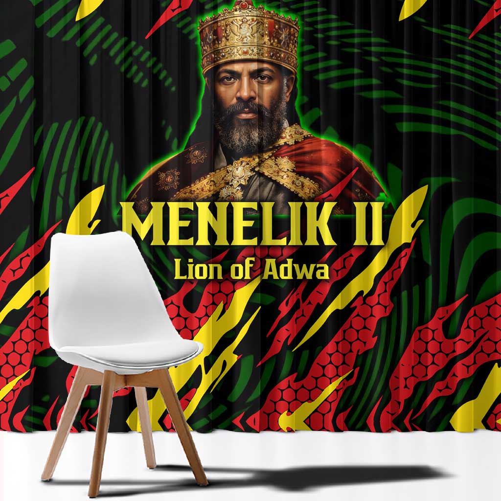 Menelik II Window Curtain with Lion of Adwa Title, Battle of Adwa 1896 Graphic and Bold Pan-African - African Pride