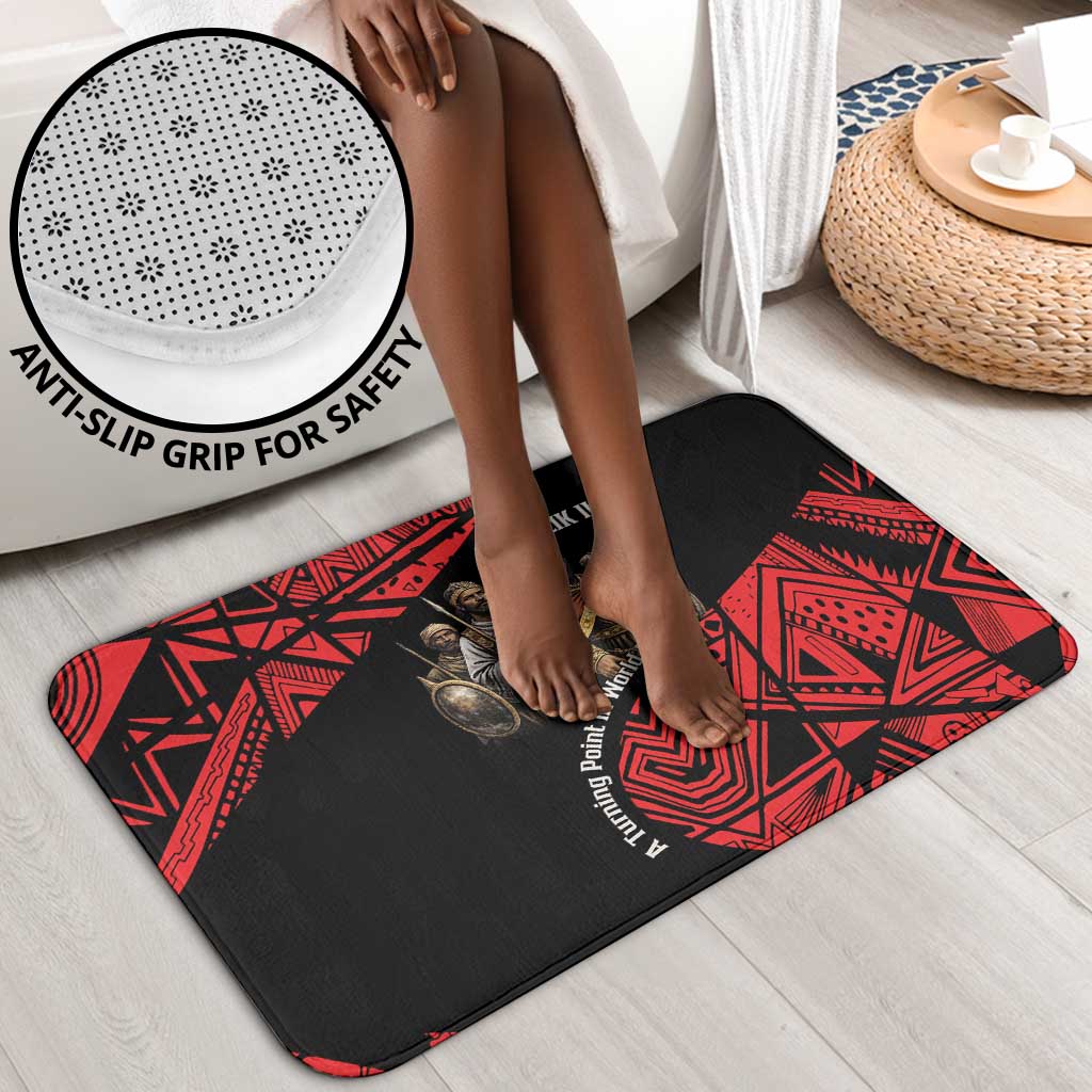 Menelik II Bathroom Set with Adwa Victory Map, Africa Defeated an Empire Text and Red Geometric - African Pride