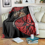 Menelik II Blanket with Adwa Victory Map, Africa Defeated an Empire Text and Red Geometric - African Pride