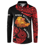 Menelik II Button Sweatshirt with Adwa Victory Map, Africa Defeated an Empire Text and Red Geometric