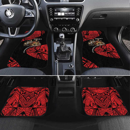 Menelik II Car Mats with Adwa Victory Map, Africa Defeated an Empire Text and Red Geometric - African Pride