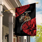 Menelik II Garden Flag with Adwa Victory Map, Africa Defeated an Empire Text and Red Geometric - African Pride