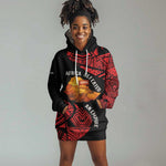 Menelik II Hoodie Dress with Adwa Victory Map, Africa Defeated an Empire Text and Red Geometric - African Pride
