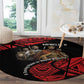 Menelik II Round Carpet with Adwa Victory Map, Africa Defeated an Empire Text and Red Geometric - African Pride
