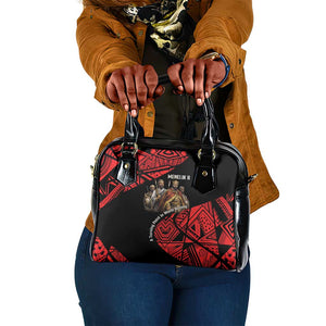 Menelik II Shoulder Handbag with Adwa Victory Map, Africa Defeated an Empire Text and Red Geometric - African Pride