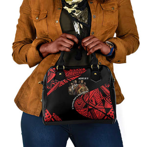 Menelik II Shoulder Handbag with Adwa Victory Map, Africa Defeated an Empire Text and Red Geometric - African Pride