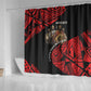 Menelik II Shower Curtain with Adwa Victory Map, Africa Defeated an Empire Text and Red Geometric - African Pride