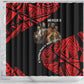 Menelik II Shower Curtain with Adwa Victory Map, Africa Defeated an Empire Text and Red Geometric - African Pride