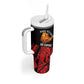 Menelik II Tumbler With Handle with Adwa Victory Map, Africa Defeated an Empire Text and Red Geometric - African Pride