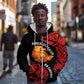 Menelik II Zip Hoodie with Adwa Victory Map, Africa Defeated an Empire Text and Red Geometric - African Pride