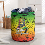 Menelik II Laundry Basket with Crowned Portrait, Ethiopia Never Colonized Text and Pan-African Abstract - African Pride