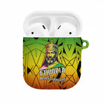 Menelik II AirPods Case with Crowned Portrait, Ethiopia Never Colonized Text and Pan-African Abstract - African Pride