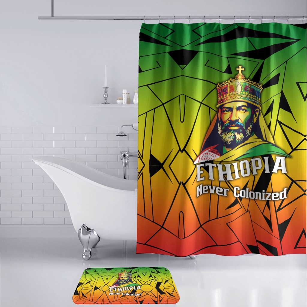 Menelik II Bathroom Set with Crowned Portrait, Ethiopia Never Colonized Text and Pan-African Abstract - African Pride