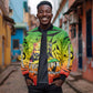Menelik II Bomber Jacket with Crowned Portrait, Ethiopia Never Colonized Text and Pan-African Abstract - African Pride