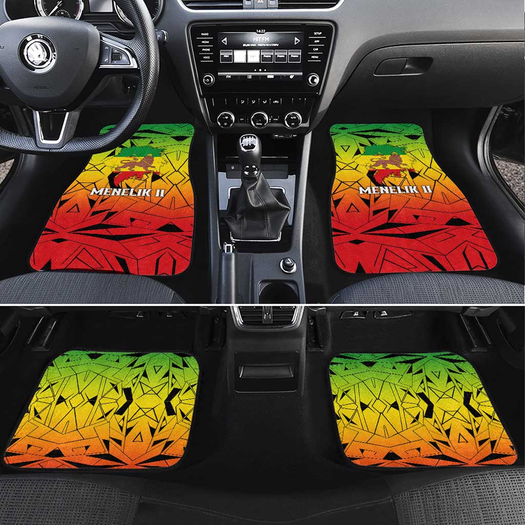 Menelik II Car Mats with Crowned Portrait, Ethiopia Never Colonized Text and Pan-African Abstract - African Pride