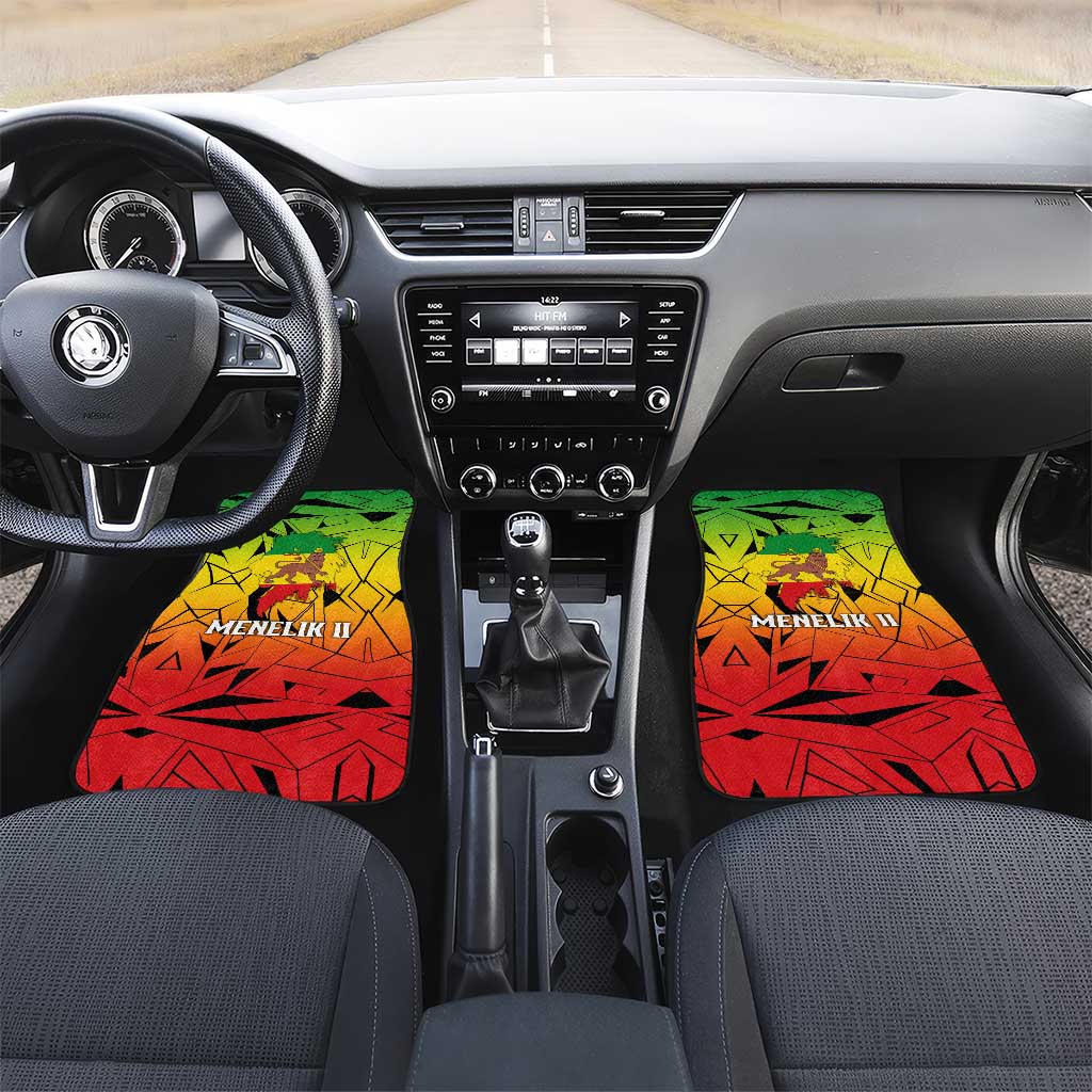 Menelik II Car Mats with Crowned Portrait, Ethiopia Never Colonized Text and Pan-African Abstract - African Pride