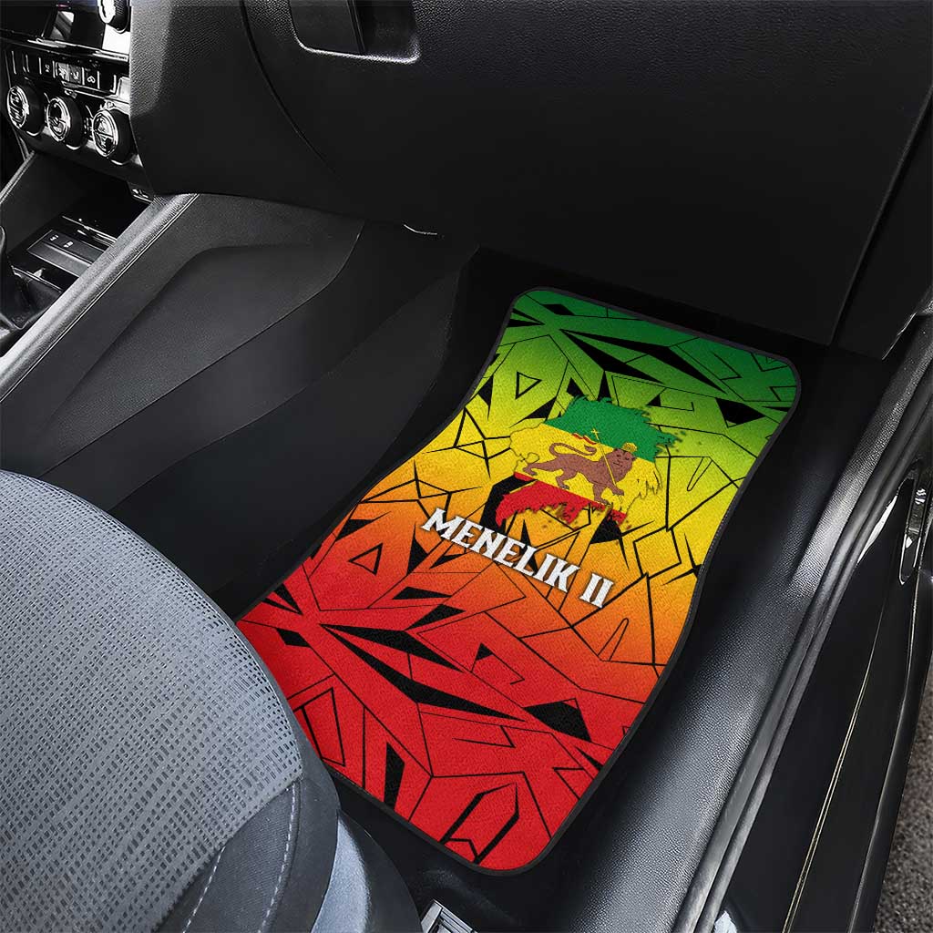 Menelik II Car Mats with Crowned Portrait, Ethiopia Never Colonized Text and Pan-African Abstract - African Pride