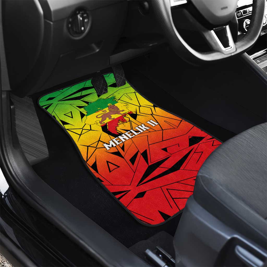 Menelik II Car Mats with Crowned Portrait, Ethiopia Never Colonized Text and Pan-African Abstract - African Pride
