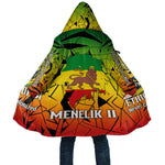 Menelik II Cloak with Crowned Portrait, Ethiopia Never Colonized Text and Pan-African Abstract - African Pride