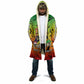 Menelik II Cloak with Crowned Portrait, Ethiopia Never Colonized Text and Pan-African Abstract - African Pride