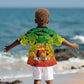 Menelik II Kid Hawaiian Shirt with Crowned Portrait, Ethiopia Never Colonized Text and Pan-African Abstract - African Pride
