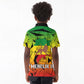 Menelik II Kid Polo Shirt with Crowned Portrait, Ethiopia Never Colonized Text and Pan-African Abstract - African Pride