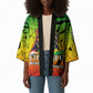 Menelik II Kimono with Crowned Portrait, Ethiopia Never Colonized Text and Pan-African Abstract - African Pride