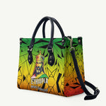 Menelik II Leather Bag with Crowned Portrait, Ethiopia Never Colonized Text and Pan-African Abstract - African Pride